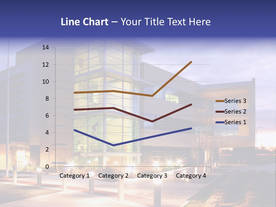 An Office Building With A Empty Parking Lot PowerPoint Template