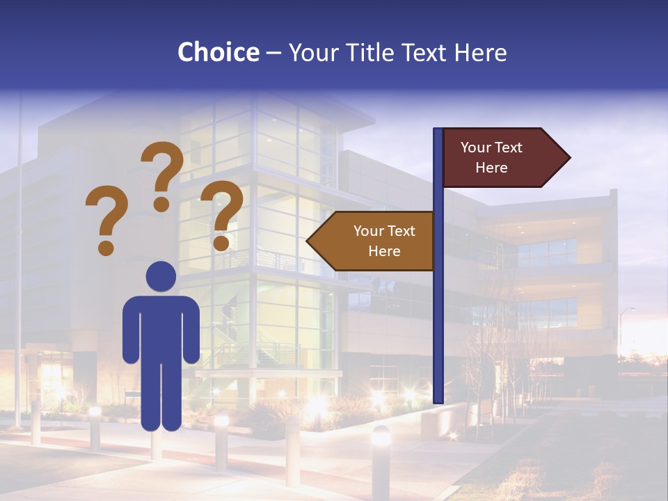 An Office Building With A Empty Parking Lot PowerPoint Template