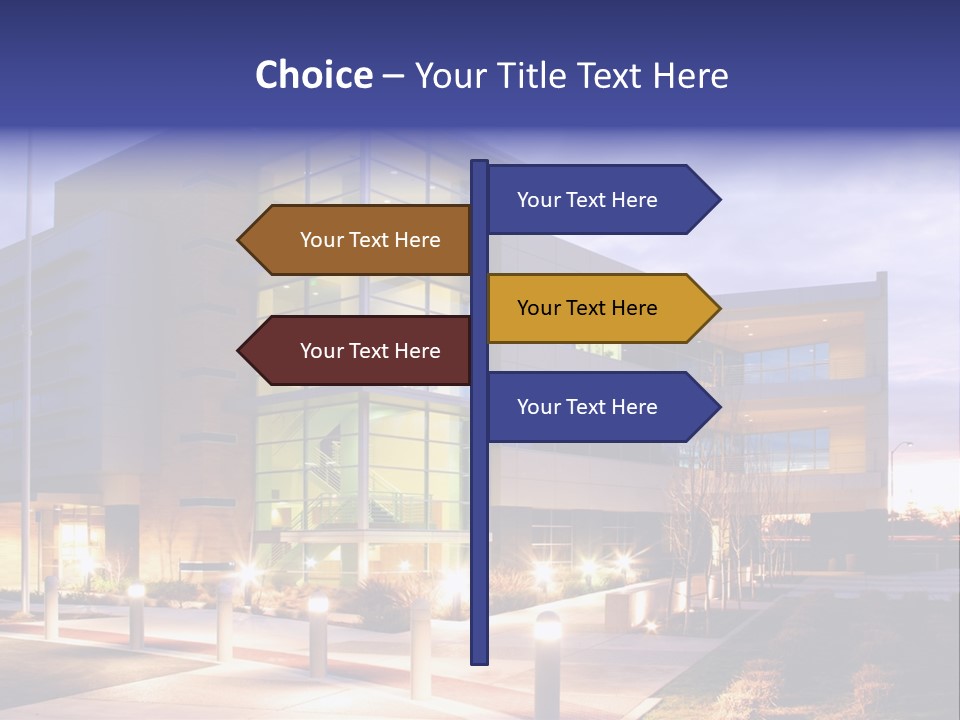 An Office Building With A Empty Parking Lot PowerPoint Template