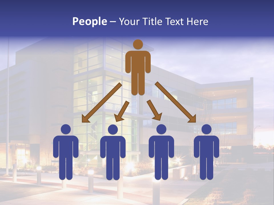 An Office Building With A Empty Parking Lot PowerPoint Template