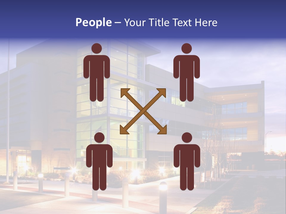 An Office Building With A Empty Parking Lot PowerPoint Template