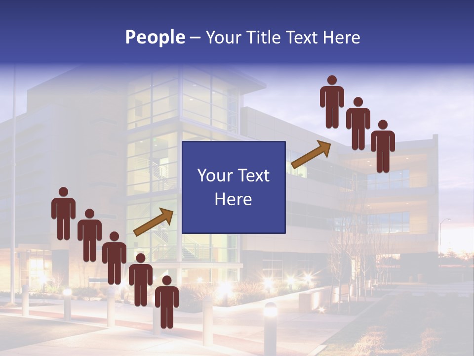 An Office Building With A Empty Parking Lot PowerPoint Template