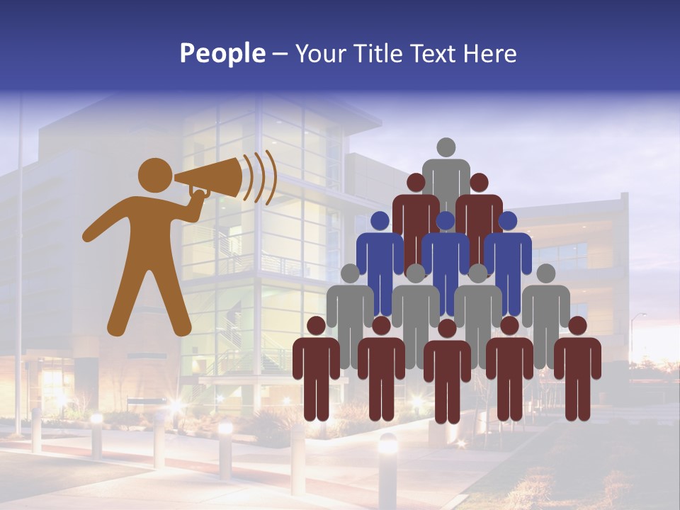 An Office Building With A Empty Parking Lot PowerPoint Template