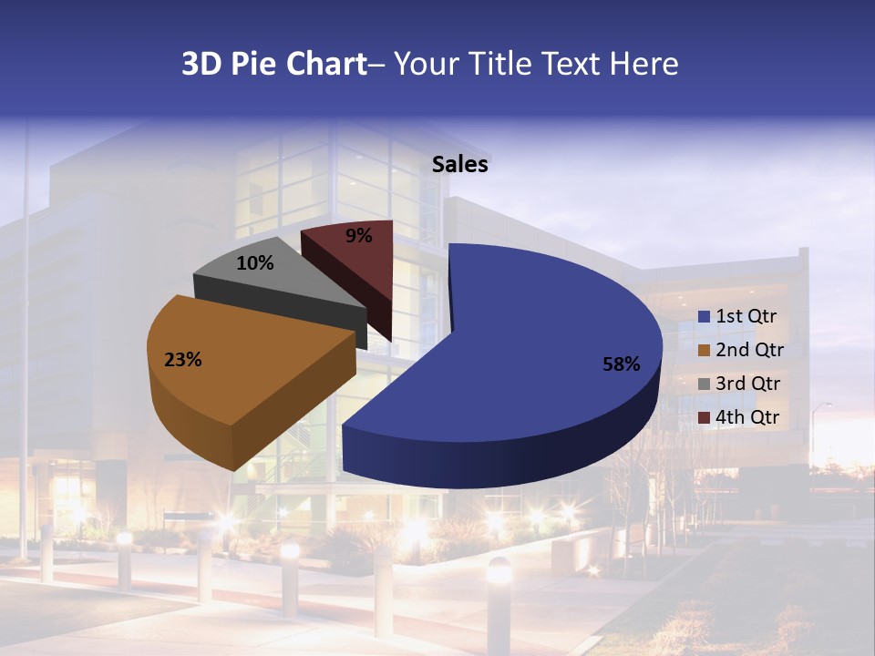 An Office Building With A Empty Parking Lot PowerPoint Template