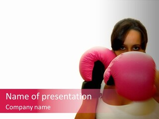 Sexy Boxer Girl With Pink Gloves PowerPoint Template