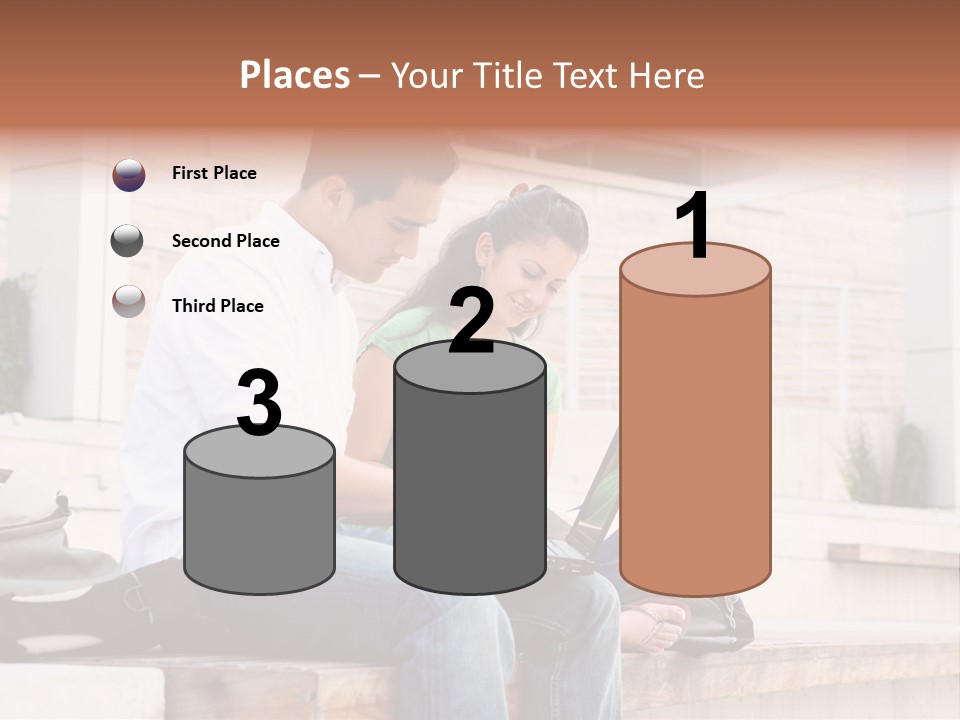 Attractive Students At College Studying Using A Laptop Computer PowerPoint Template