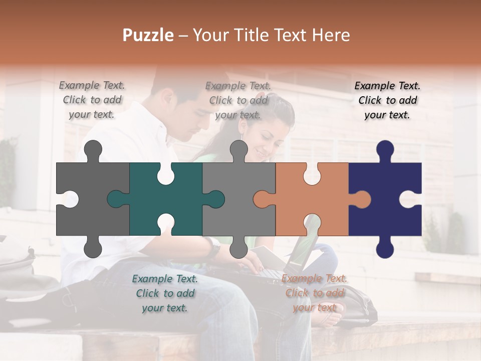 Attractive Students At College Studying Using A Laptop Computer PowerPoint Template