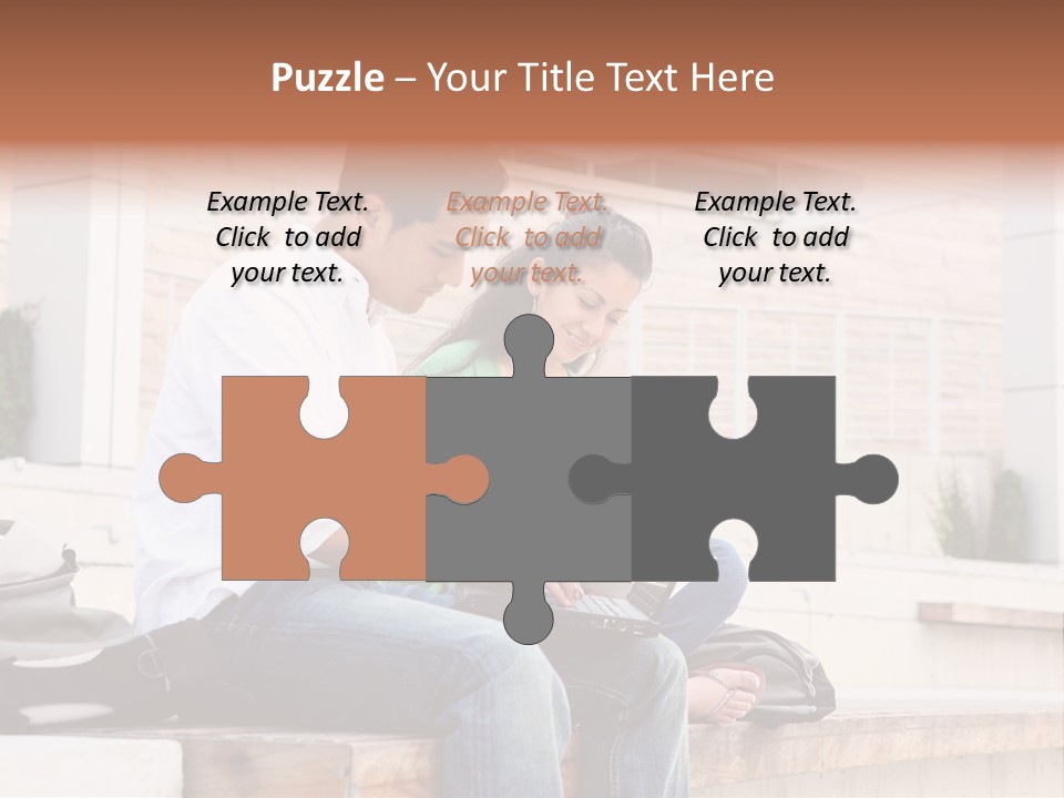 Attractive Students At College Studying Using A Laptop Computer PowerPoint Template