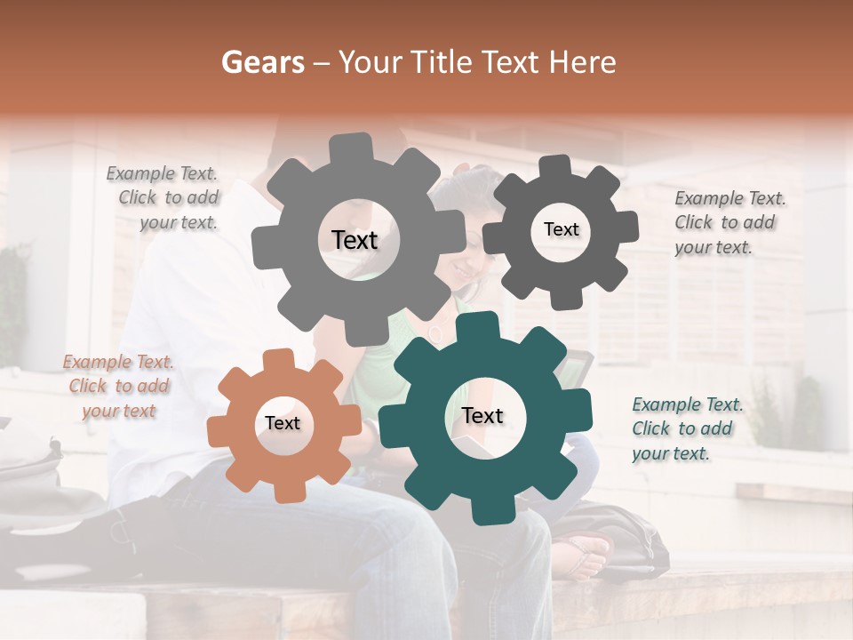 Attractive Students At College Studying Using A Laptop Computer PowerPoint Template