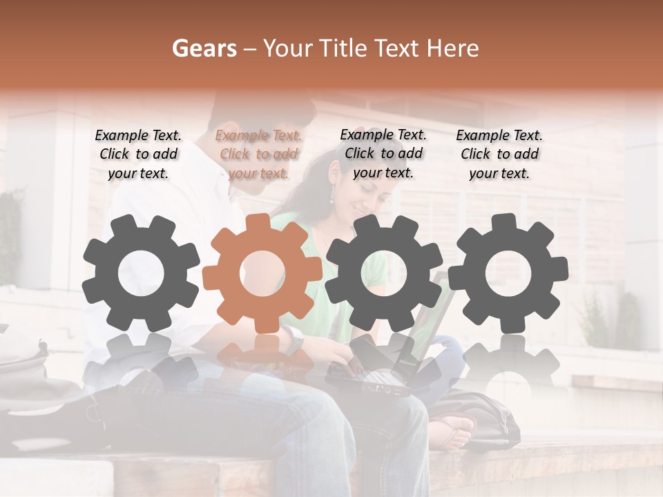 Attractive Students At College Studying Using A Laptop Computer PowerPoint Template