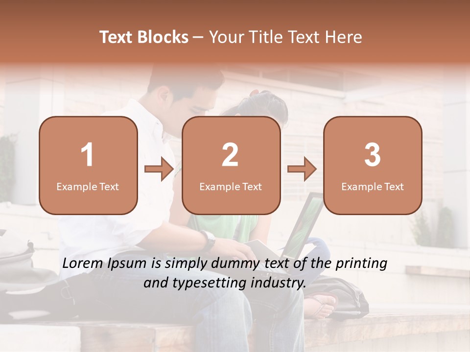 Attractive Students At College Studying Using A Laptop Computer PowerPoint Template