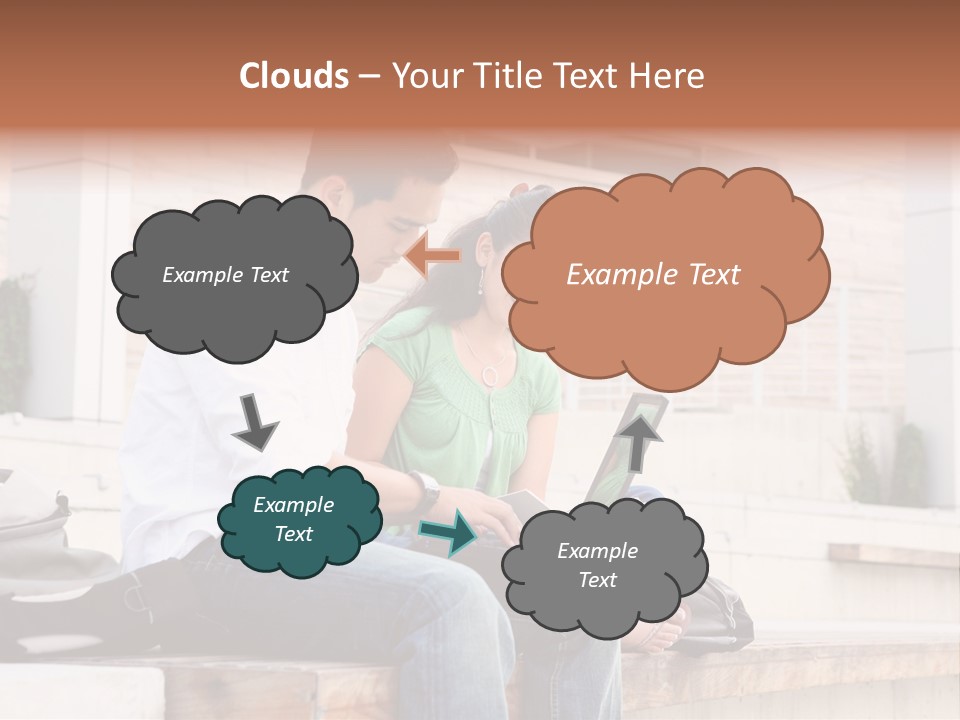 Attractive Students At College Studying Using A Laptop Computer PowerPoint Template