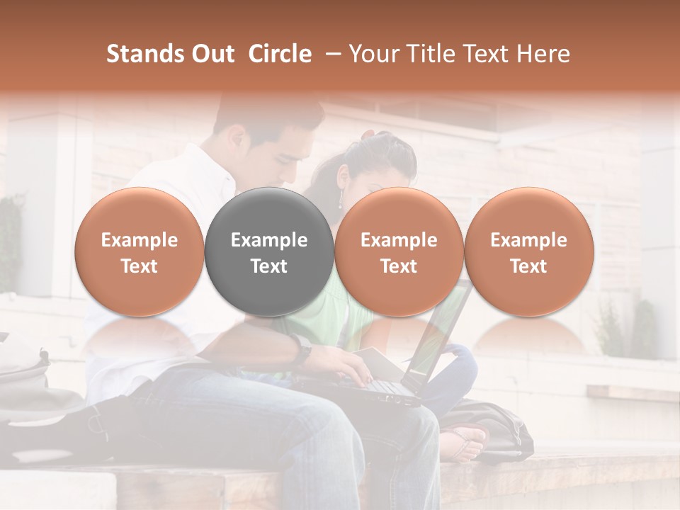 Attractive Students At College Studying Using A Laptop Computer PowerPoint Template