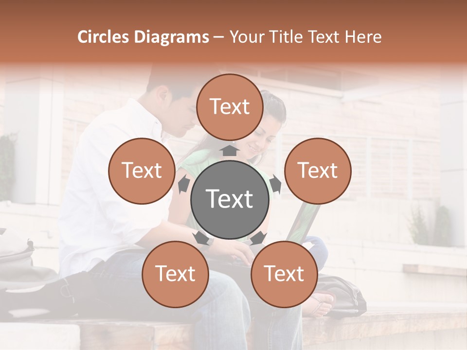 Attractive Students At College Studying Using A Laptop Computer PowerPoint Template