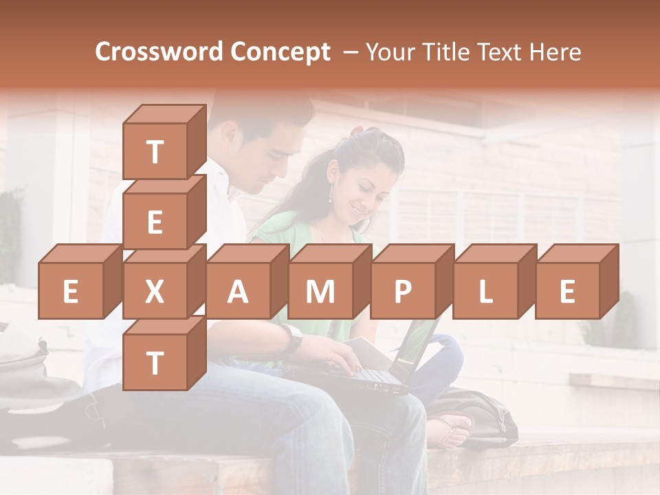 Attractive Students At College Studying Using A Laptop Computer PowerPoint Template