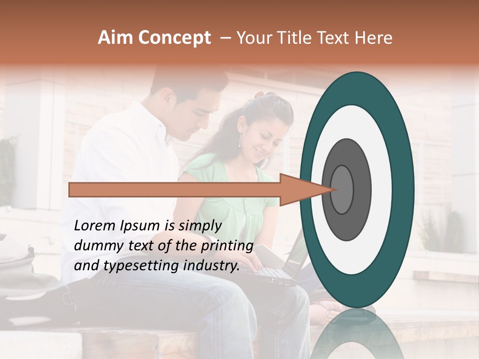 Attractive Students At College Studying Using A Laptop Computer PowerPoint Template