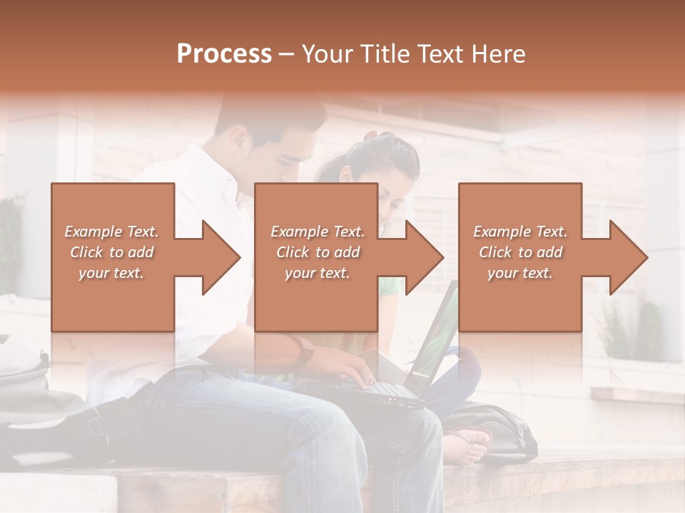 Attractive Students At College Studying Using A Laptop Computer PowerPoint Template