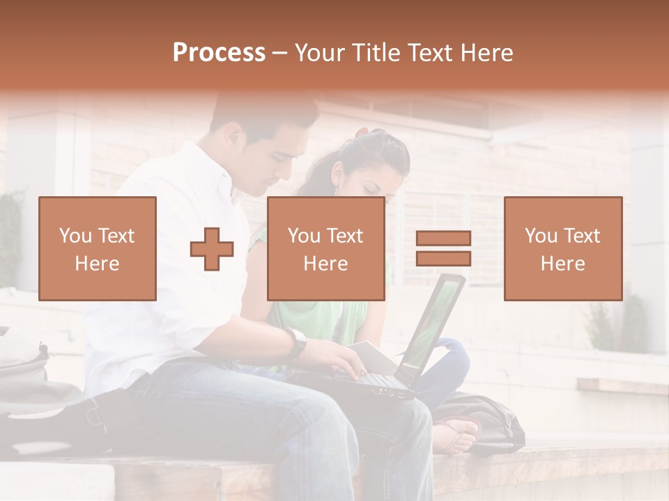 Attractive Students At College Studying Using A Laptop Computer PowerPoint Template