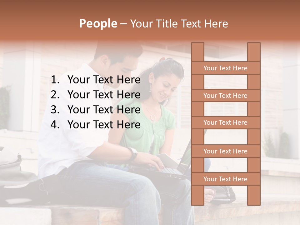 Attractive Students At College Studying Using A Laptop Computer PowerPoint Template