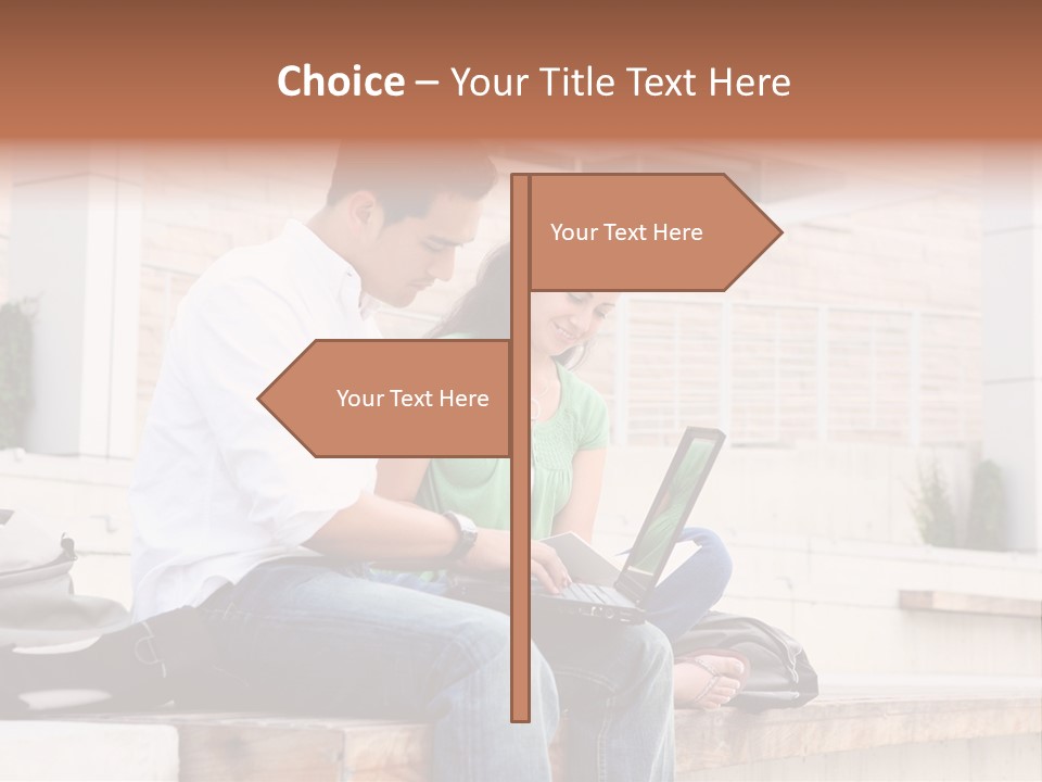 Attractive Students At College Studying Using A Laptop Computer PowerPoint Template