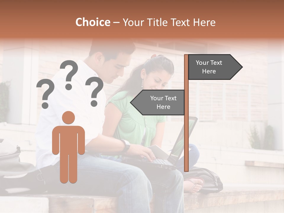 Attractive Students At College Studying Using A Laptop Computer PowerPoint Template