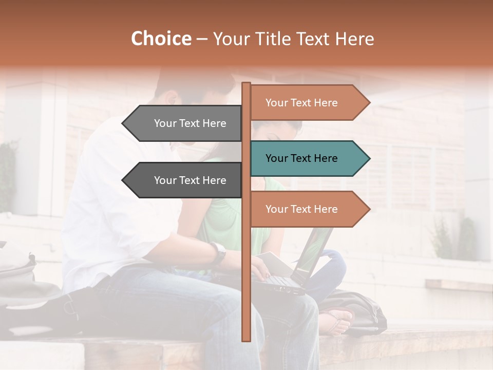 Attractive Students At College Studying Using A Laptop Computer PowerPoint Template
