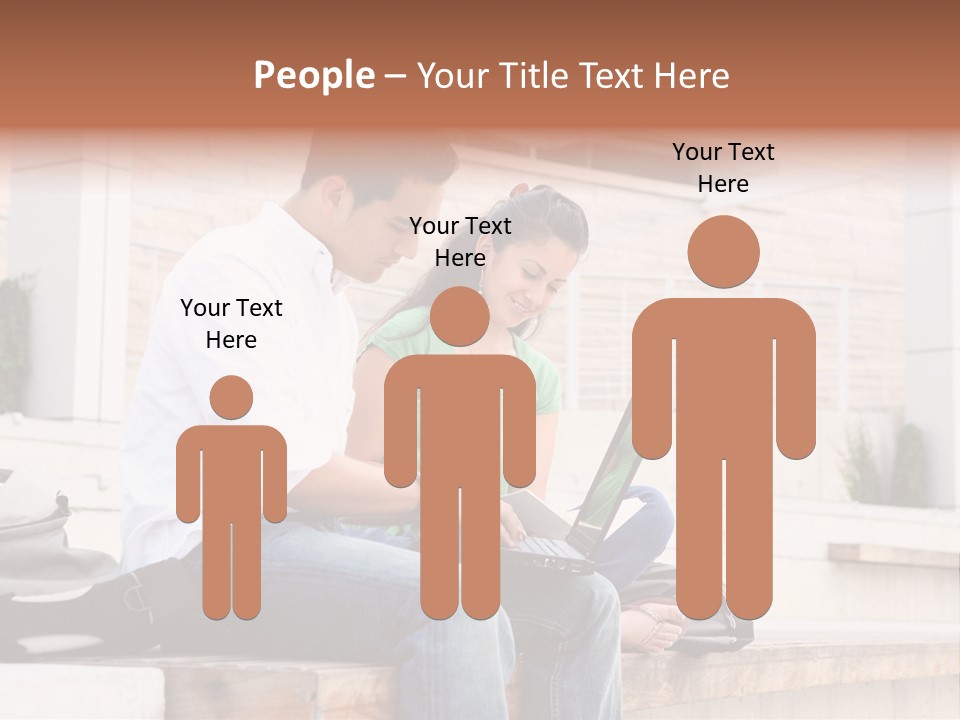 Attractive Students At College Studying Using A Laptop Computer PowerPoint Template