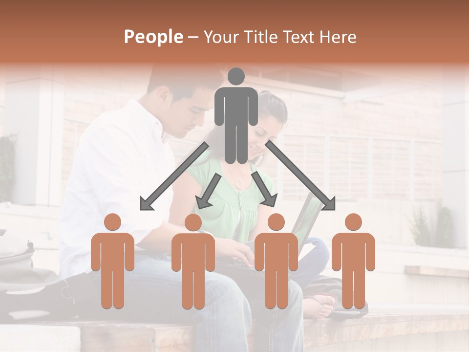 Attractive Students At College Studying Using A Laptop Computer PowerPoint Template