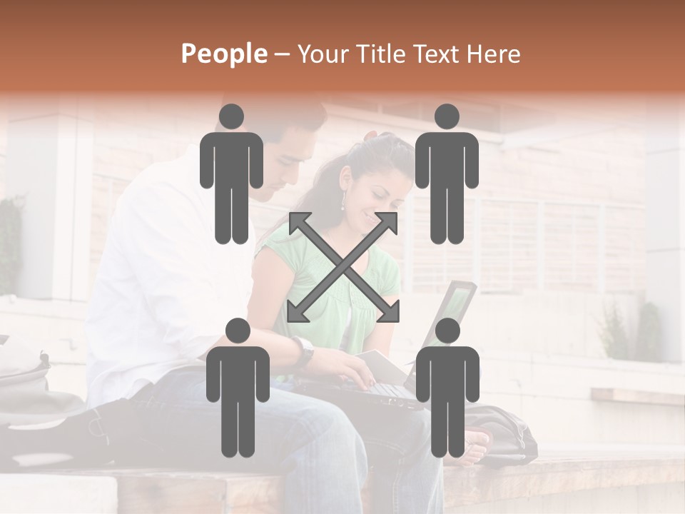 Attractive Students At College Studying Using A Laptop Computer PowerPoint Template