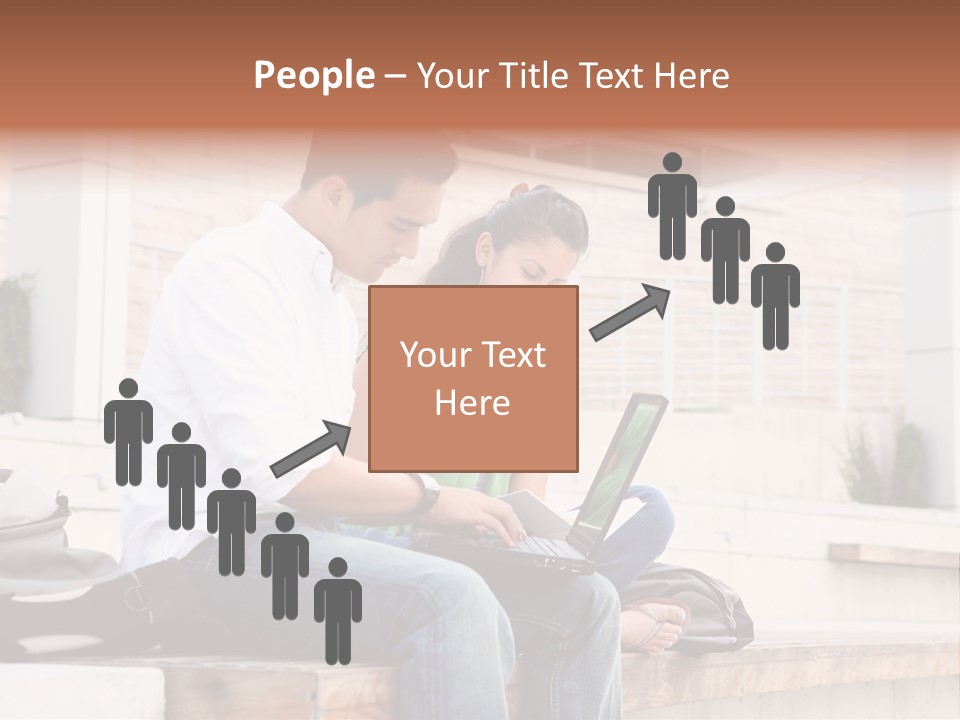 Attractive Students At College Studying Using A Laptop Computer PowerPoint Template