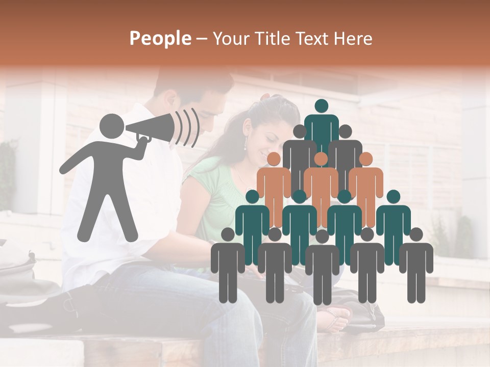 Attractive Students At College Studying Using A Laptop Computer PowerPoint Template