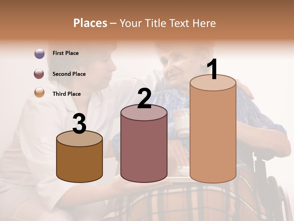 Health Care Worker And Elderly Woman In Wheelchair Needs Help PowerPoint Template