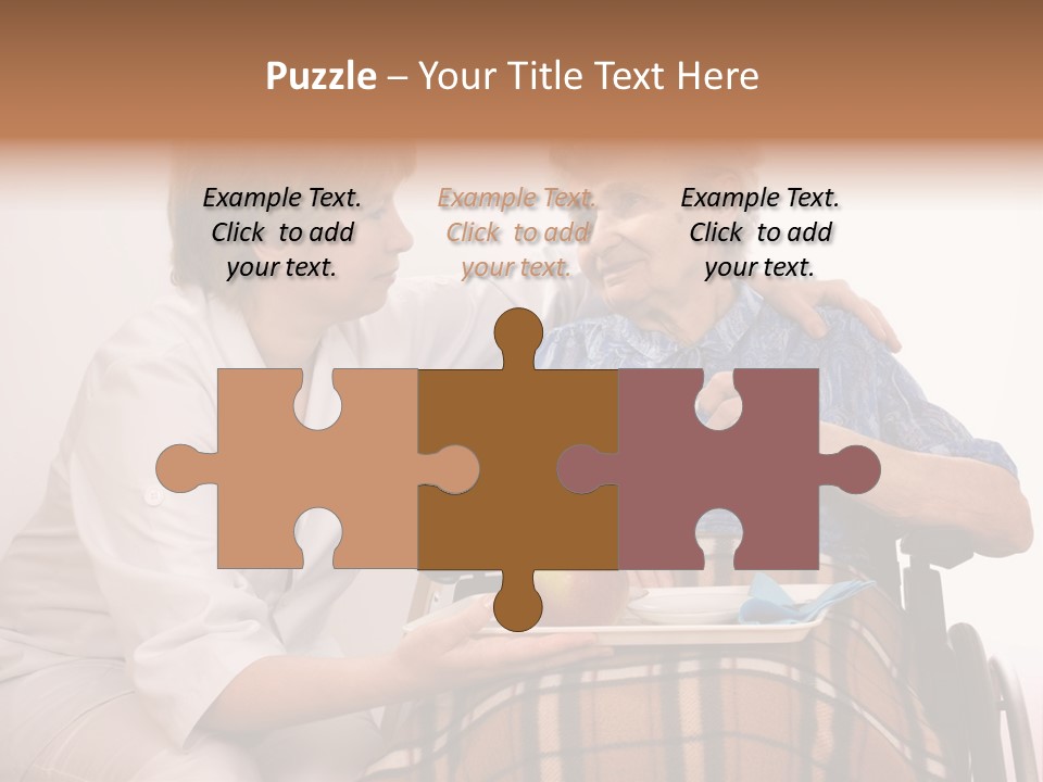 Health Care Worker And Elderly Woman In Wheelchair Needs Help PowerPoint Template