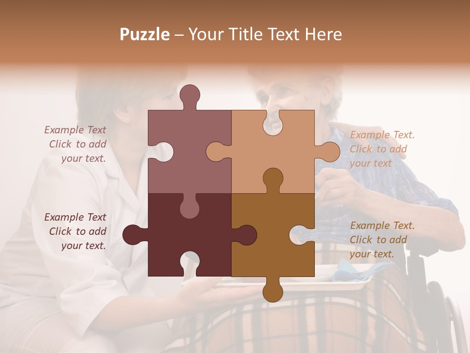 Health Care Worker And Elderly Woman In Wheelchair Needs Help PowerPoint Template