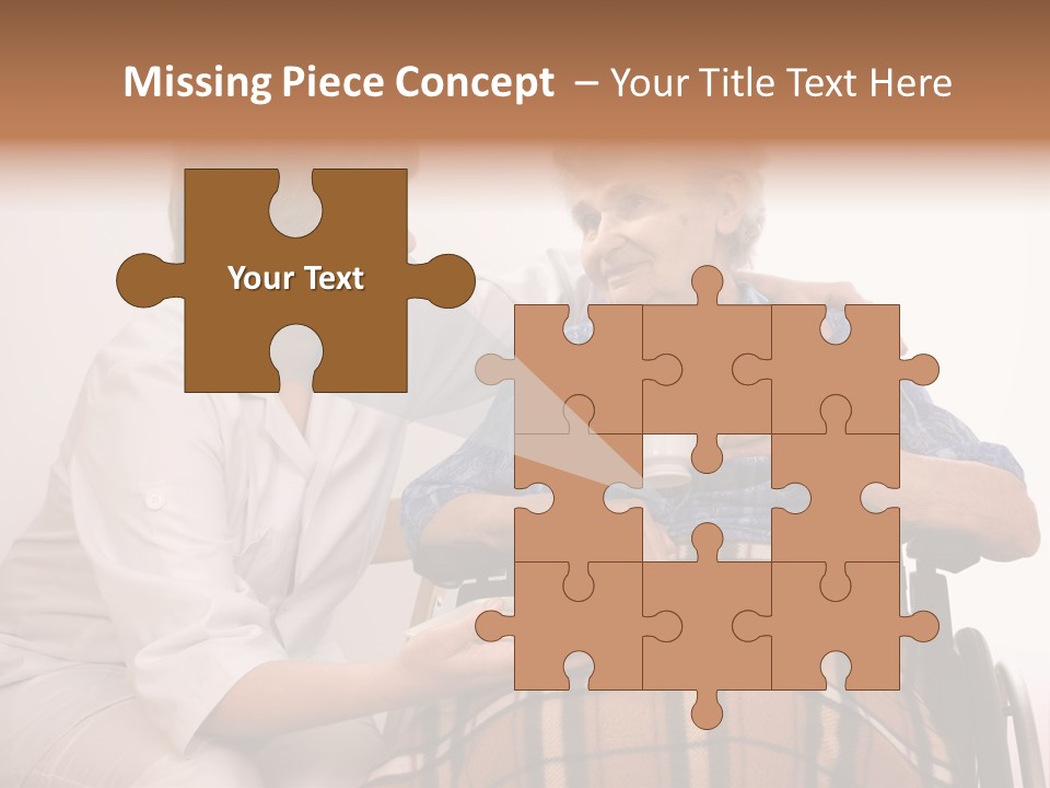 Health Care Worker And Elderly Woman In Wheelchair Needs Help PowerPoint Template