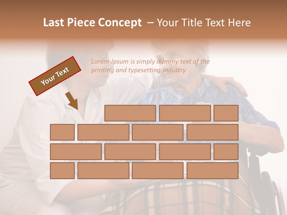 Health Care Worker And Elderly Woman In Wheelchair Needs Help PowerPoint Template