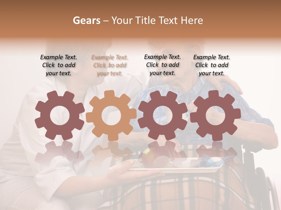 Health Care Worker And Elderly Woman In Wheelchair Needs Help PowerPoint Template