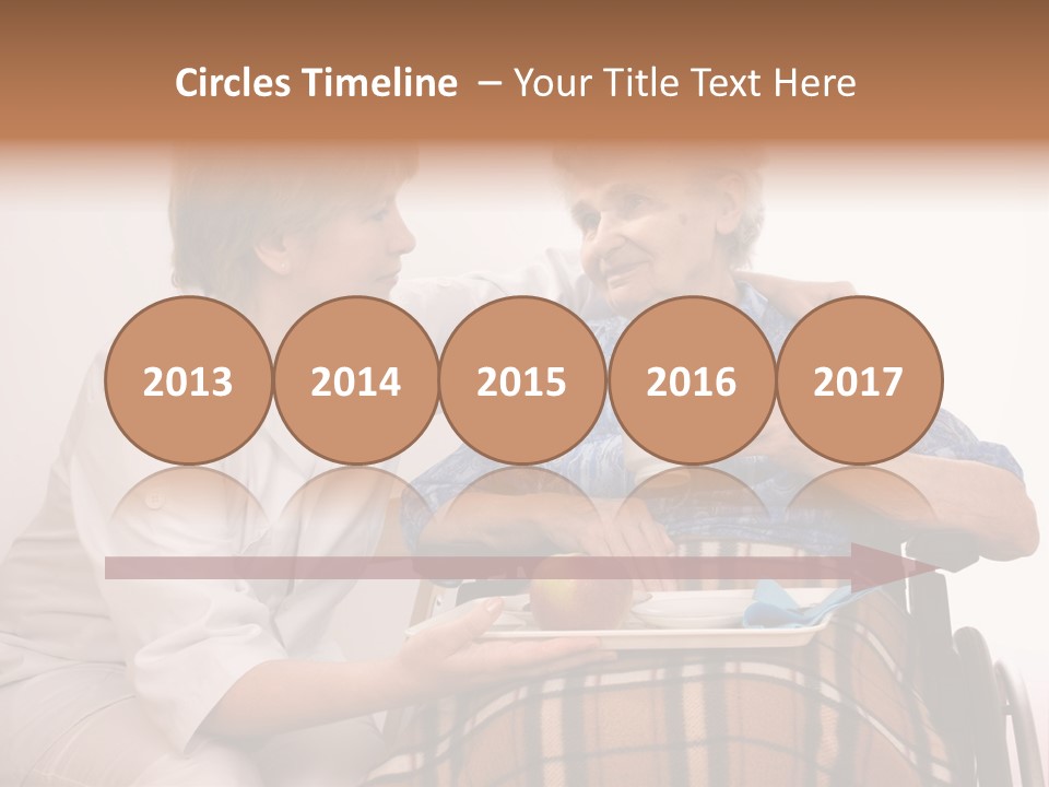 Health Care Worker And Elderly Woman In Wheelchair Needs Help PowerPoint Template