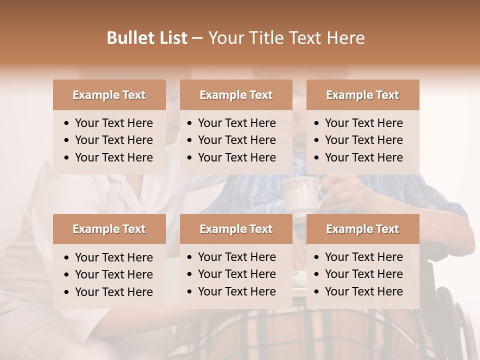 Health Care Worker And Elderly Woman In Wheelchair Needs Help PowerPoint Template