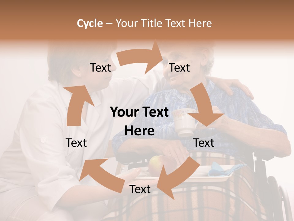 Health Care Worker And Elderly Woman In Wheelchair Needs Help PowerPoint Template