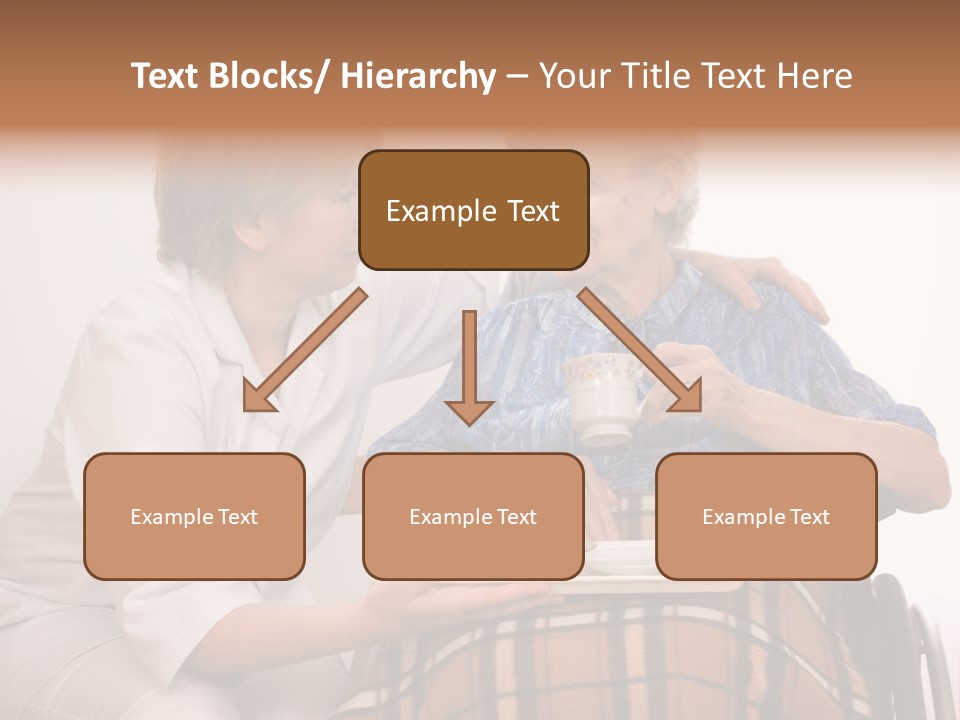 Health Care Worker And Elderly Woman In Wheelchair Needs Help PowerPoint Template