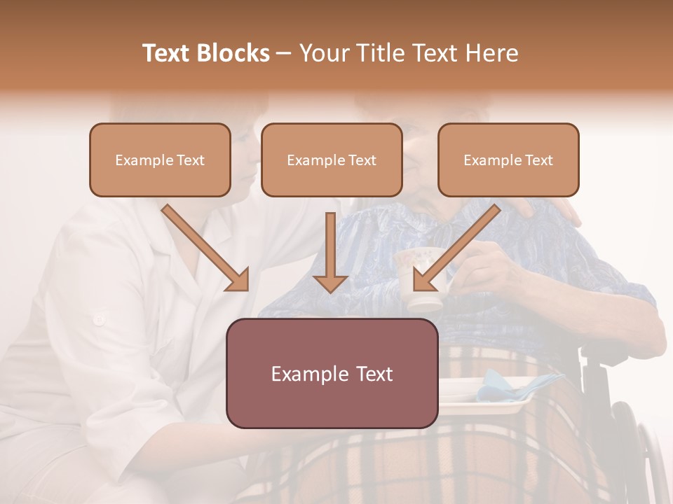 Health Care Worker And Elderly Woman In Wheelchair Needs Help PowerPoint Template