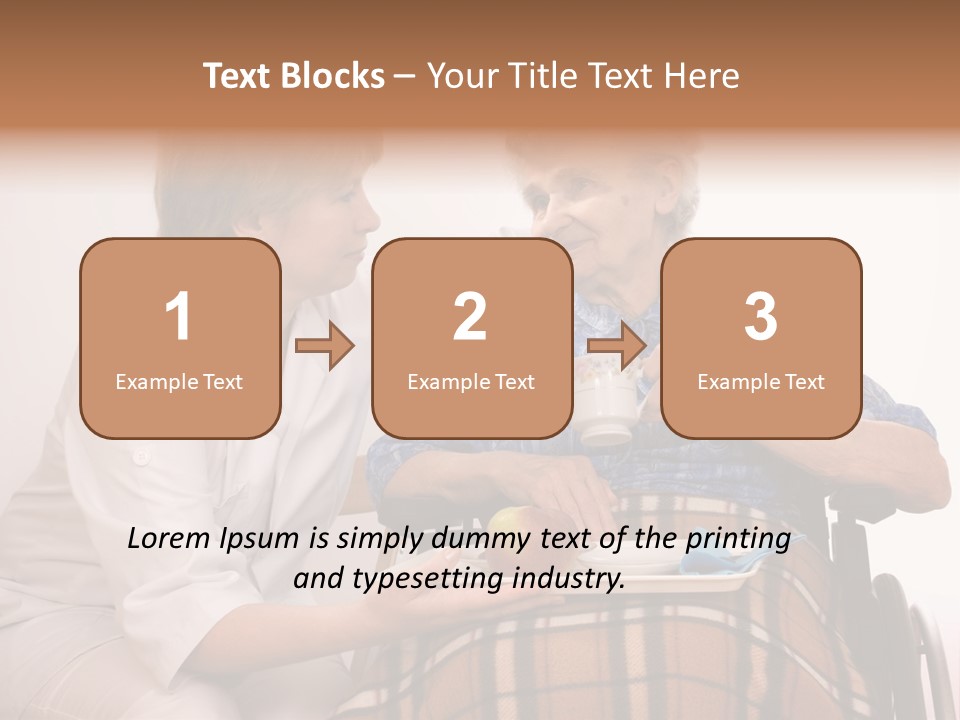 Health Care Worker And Elderly Woman In Wheelchair Needs Help PowerPoint Template