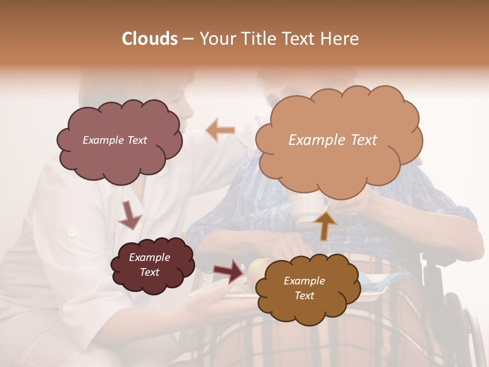 Health Care Worker And Elderly Woman In Wheelchair Needs Help PowerPoint Template