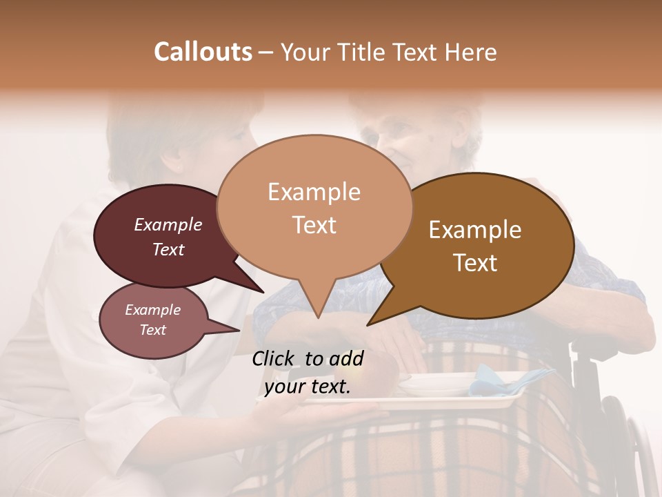 Health Care Worker And Elderly Woman In Wheelchair Needs Help PowerPoint Template
