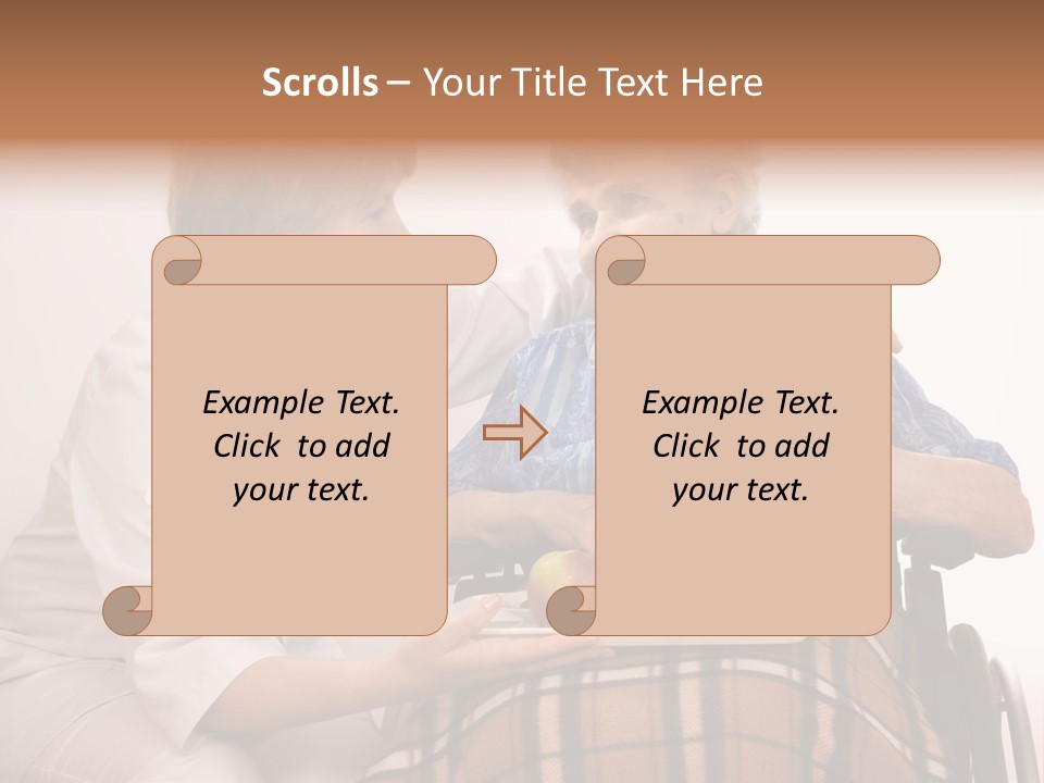 Health Care Worker And Elderly Woman In Wheelchair Needs Help PowerPoint Template