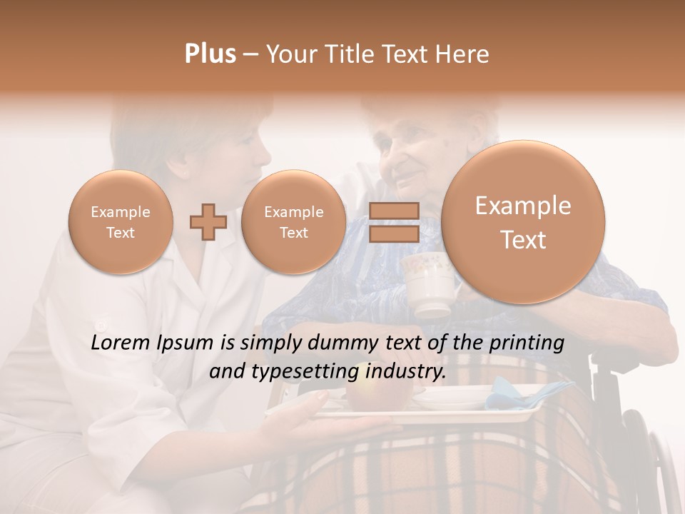 Health Care Worker And Elderly Woman In Wheelchair Needs Help PowerPoint Template