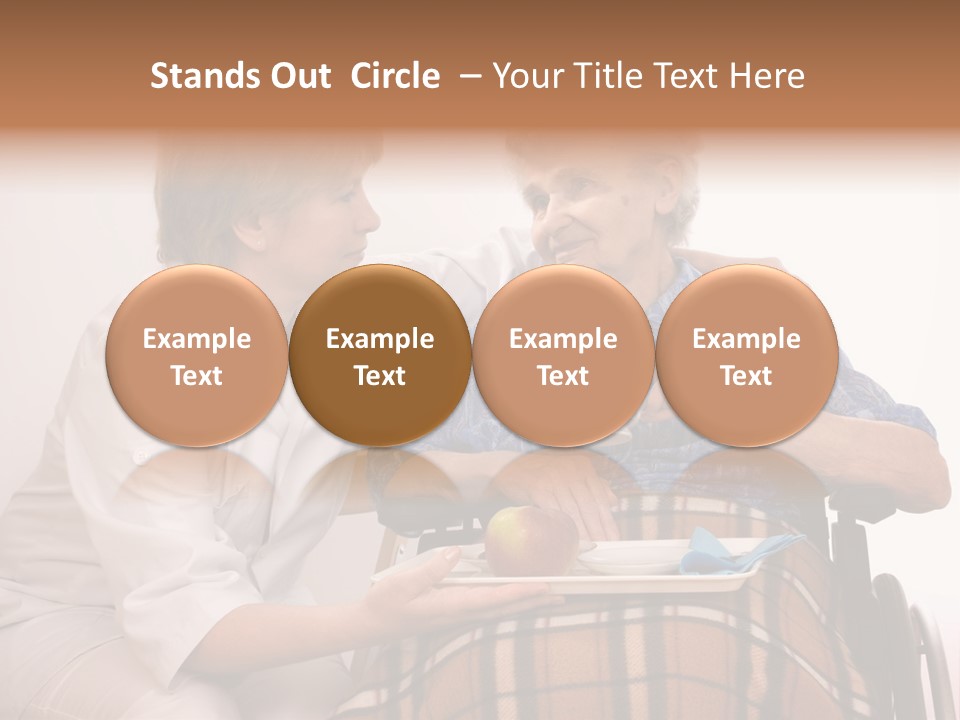 Health Care Worker And Elderly Woman In Wheelchair Needs Help PowerPoint Template