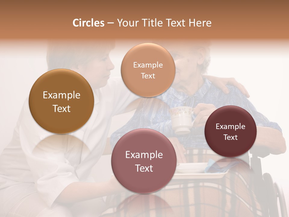 Health Care Worker And Elderly Woman In Wheelchair Needs Help PowerPoint Template