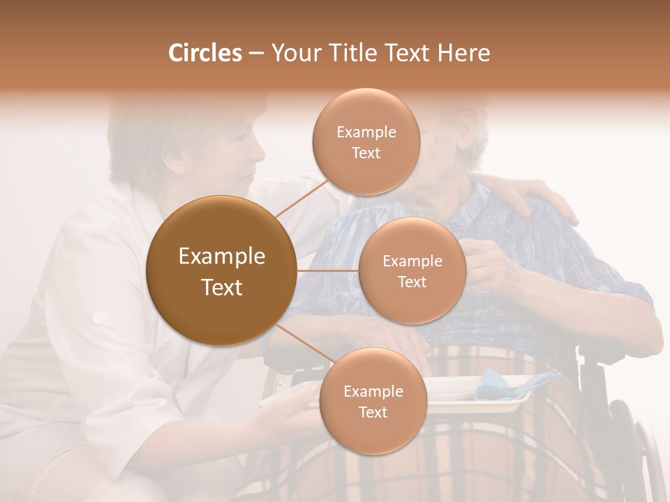 Health Care Worker And Elderly Woman In Wheelchair Needs Help PowerPoint Template